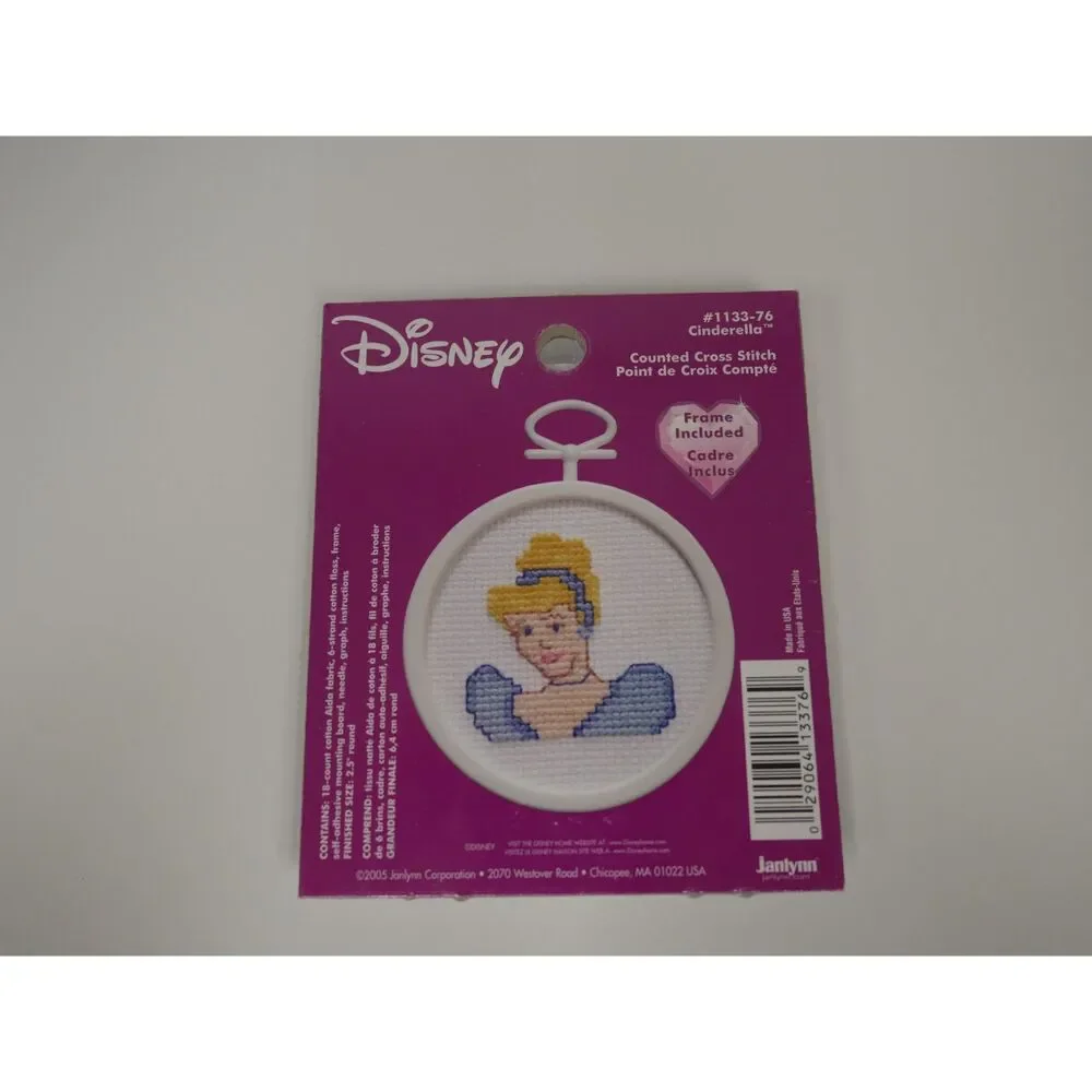 Disney Cinderella Counted Cross Stitch Kit With Frame Janlynn NOS
